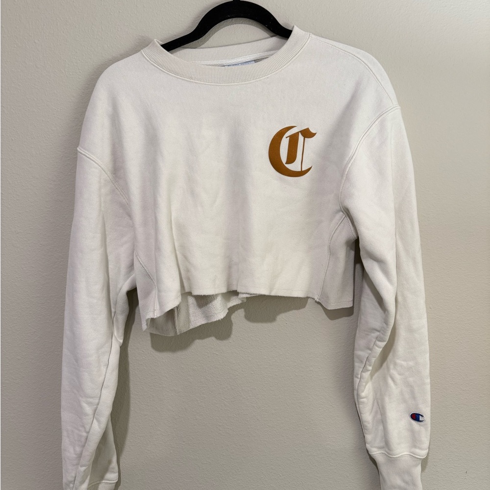 Champion White and Gold Crop Top